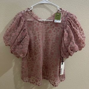 Haute Monde Brande, Puff Sleeve Mesh Shirt